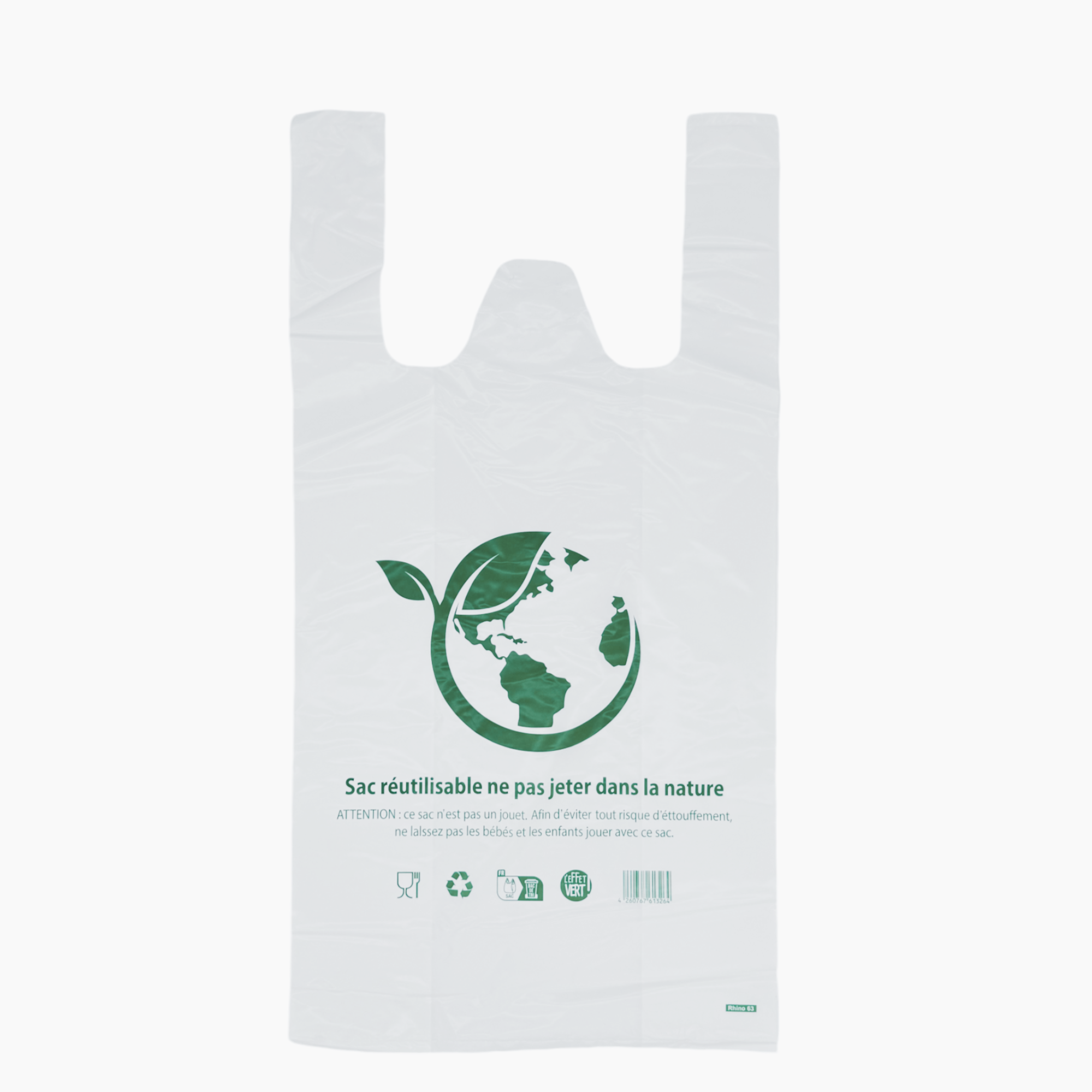 Sac plastique blanc réutilisable 33+18x63 cm